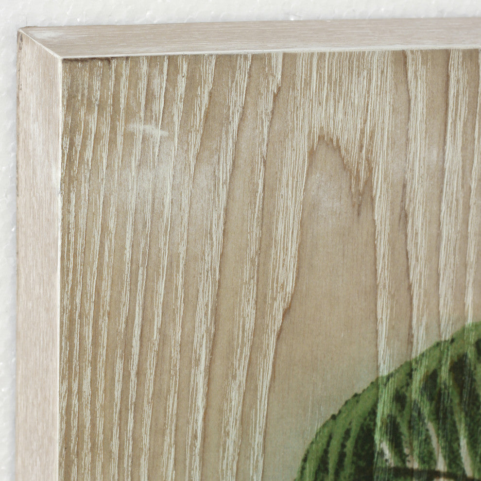Coastal Palm Fine Giclee Printed on Hand Finished Ash Wood Wall Art, Diptych Set