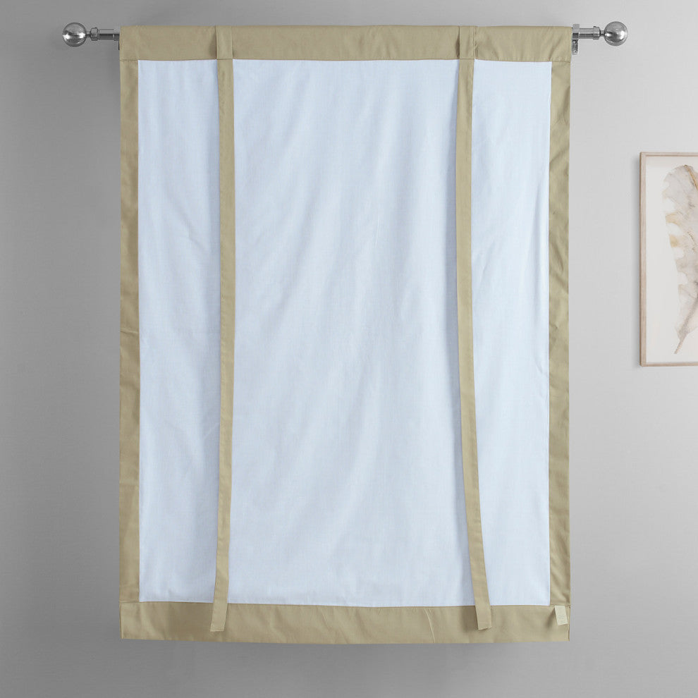 Solid Cotton Tie-Up Window Shade Single Panel, 46W x 63L, Sandstone, 46w X 63l
