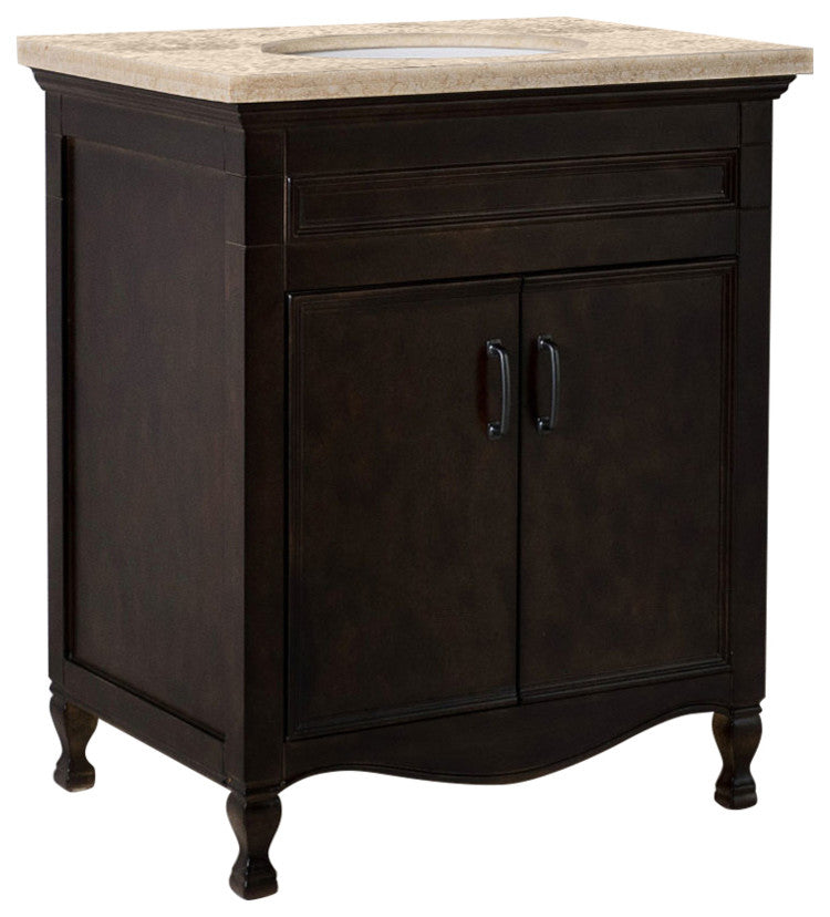 Westfield Single-Sink Vanity, Sable Walnut, 30", Beige Top