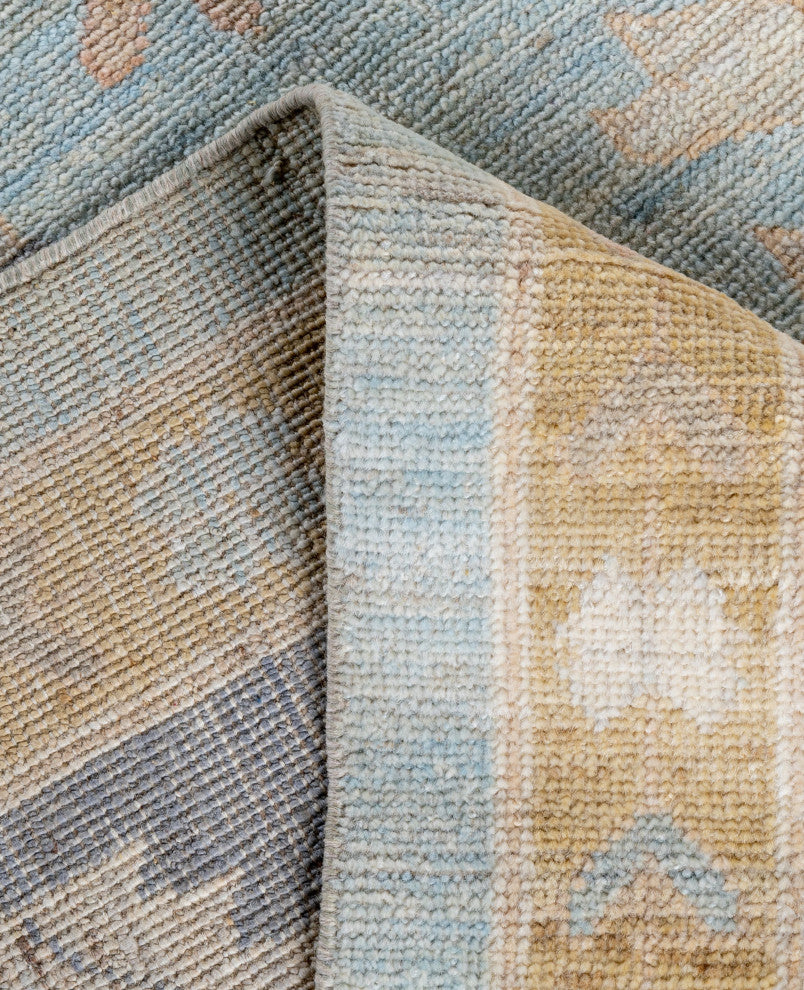 Oushak One-of-a-Kind Hand-Knotted Area Rug Light Blue, 9'8" x 13'6"