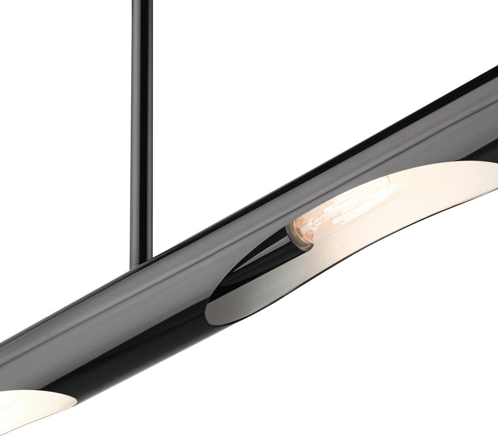 Black Chrome Contemporary, Minimal, Industrial, Urban, Sleek Linear Chandelier