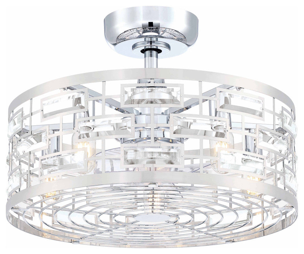 Klout 22" Indoor Ceiling Fan With Clear Blades and LED Light Kit Chrome