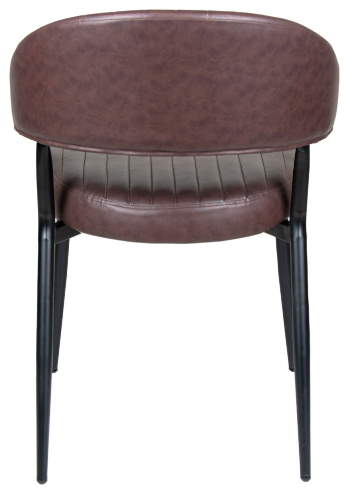 GDF Studio Curved Back Faux Leather Dining Chair, Brown/Black, Set of 4
