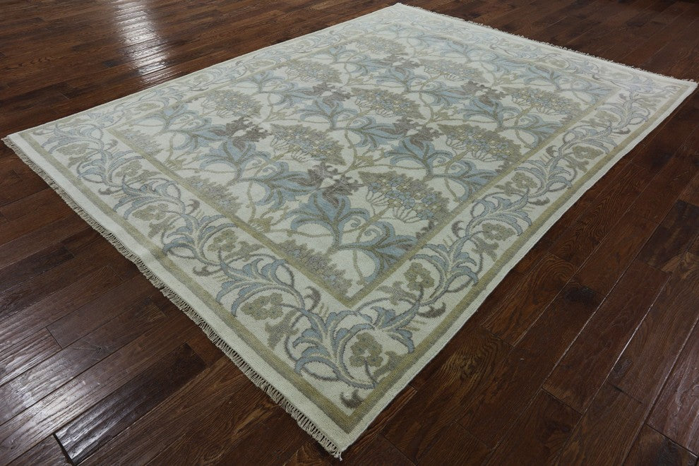 Oushak Style William Morris Hand-Knotted Wool Rug, 8'x10'