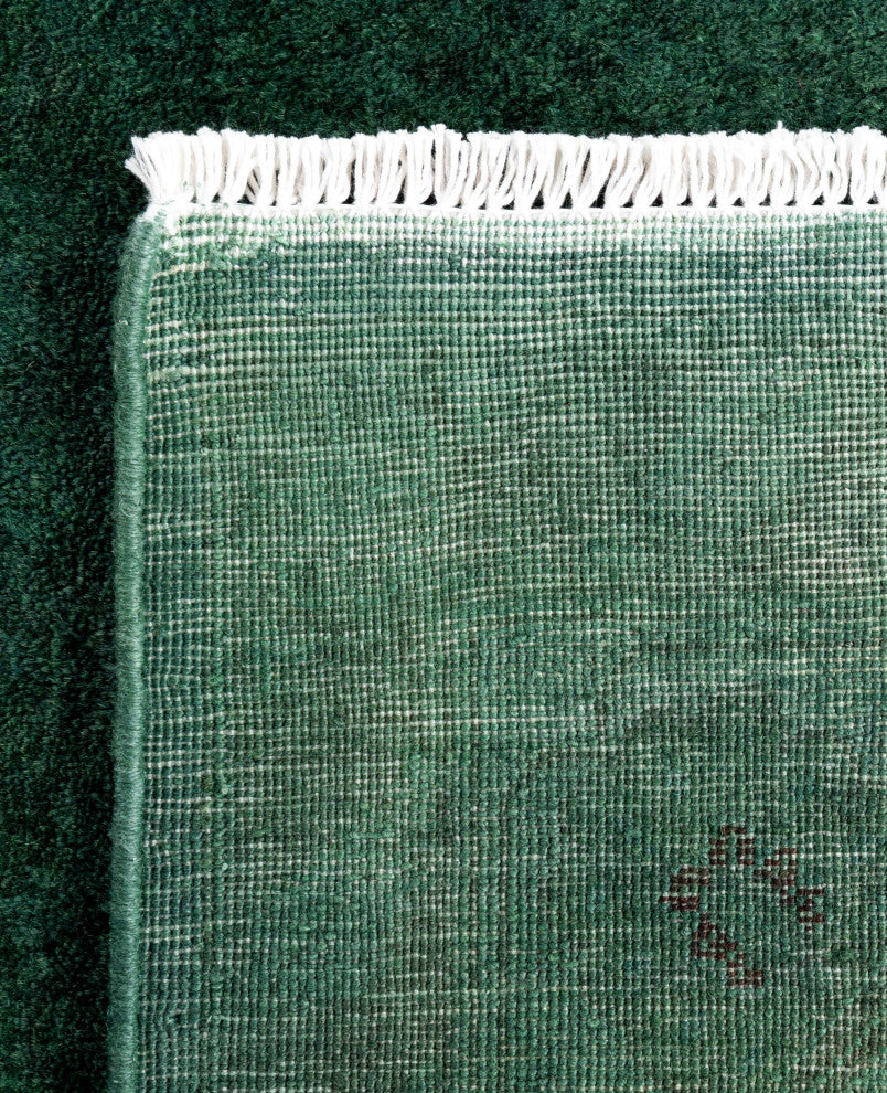 Overdyed One-of-a-Kind Hand-Knotted Area Rug Green, 4' 1" x 6' 7"