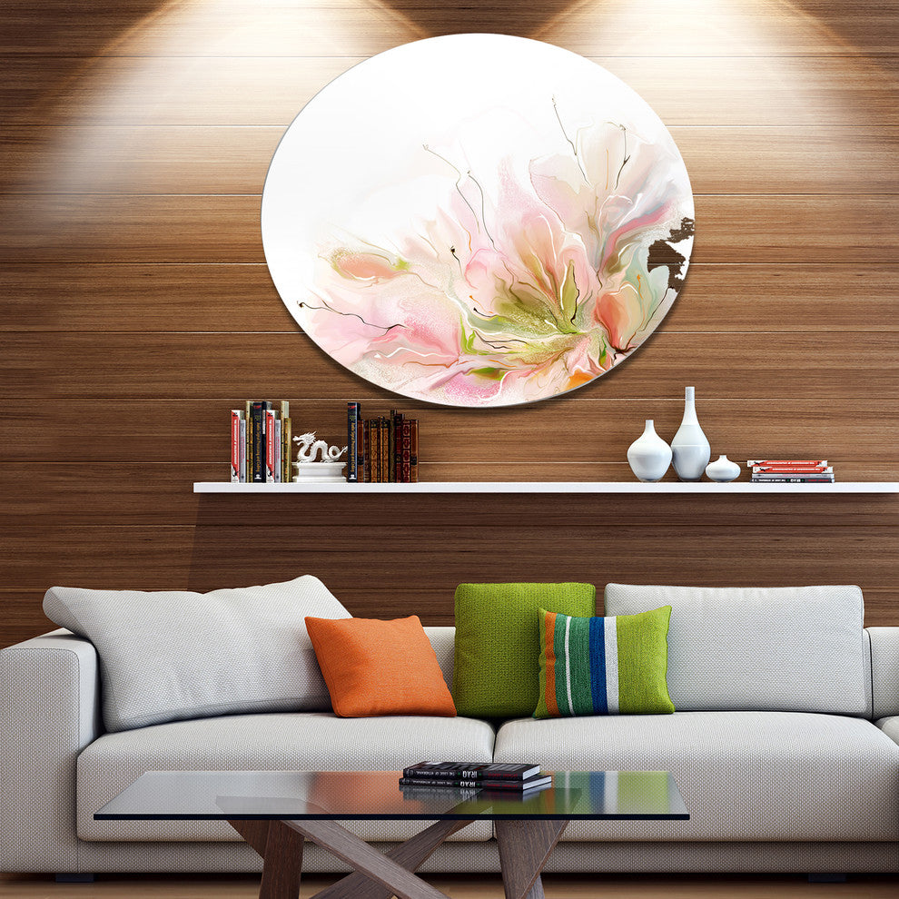 Floral Abstract Design On White, Floral Round Wall Art, 38"
