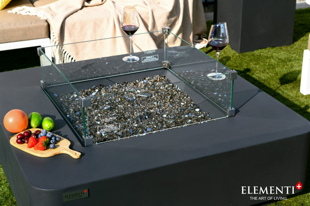 Bergamo Square Dark Grey Concrete 42" Natural Gas Fire Table