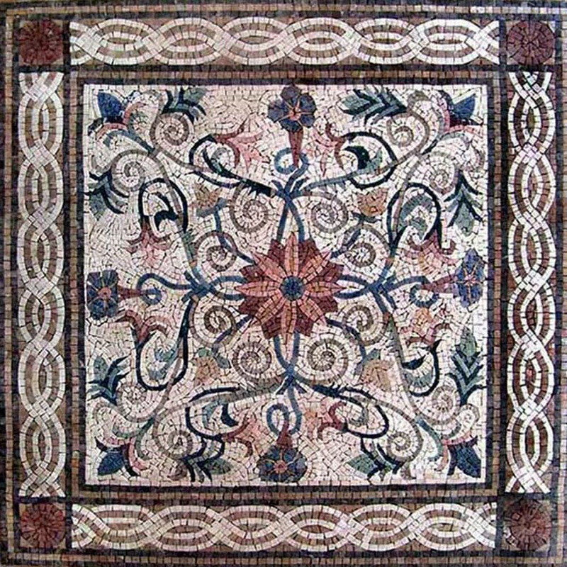 Flower Mosaic Art Tile - Maha, 24"x24"