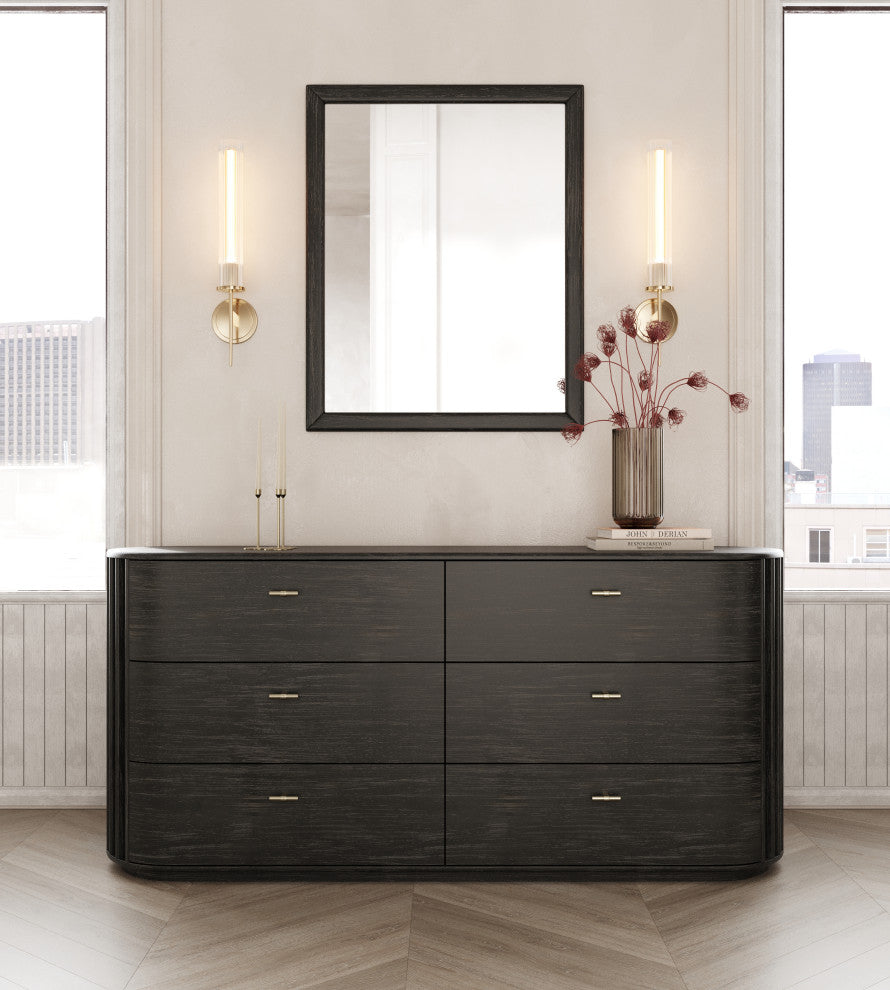 Modrest Fields Modern Black Acacia Mirror