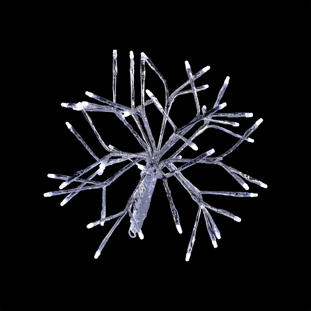 10"H Indoor Christmas Snowflake Ornament with White LED Lights, Silver