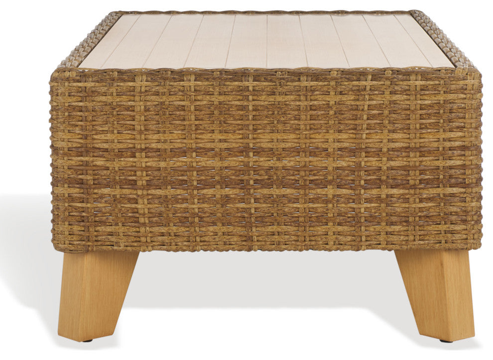 Safavieh Couture Indoor-Outdoor Margarita Wicker Coffee Table, Natural