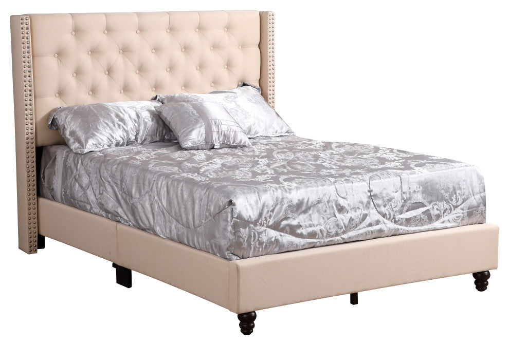 Scotia Upholstered Twill Bed, Beige, Full