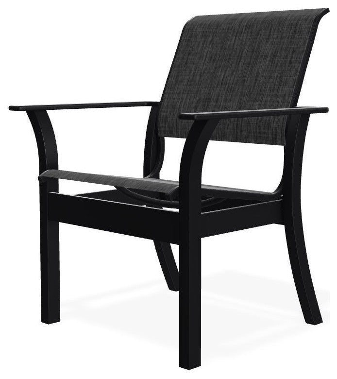 Leeward Sling Stackable Outdoor Dining Chair, Augustine Shadow/Black