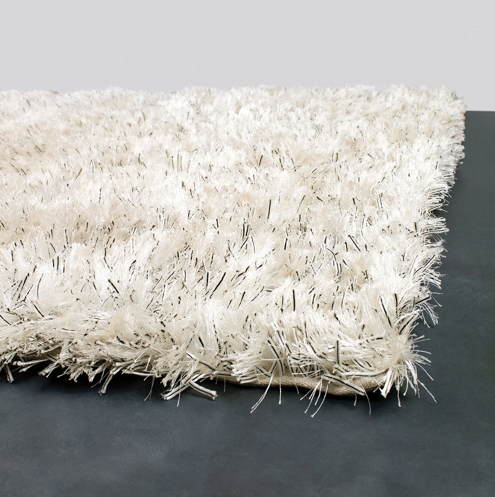 Dior Contemporary Area Rug, Black and White, 7'9" Round