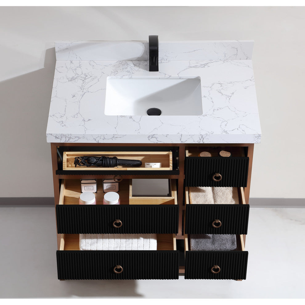 Vanity With Mirror,Sconce,Faucet Included
