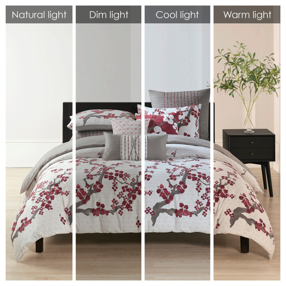N Natori Cherry Blossom Duvet Cover Mini Set, Queen
