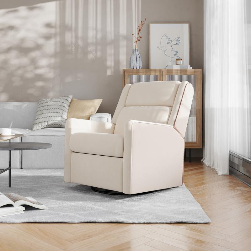 Cash Swivel Glider Rocker Recliner Chair, Cream
