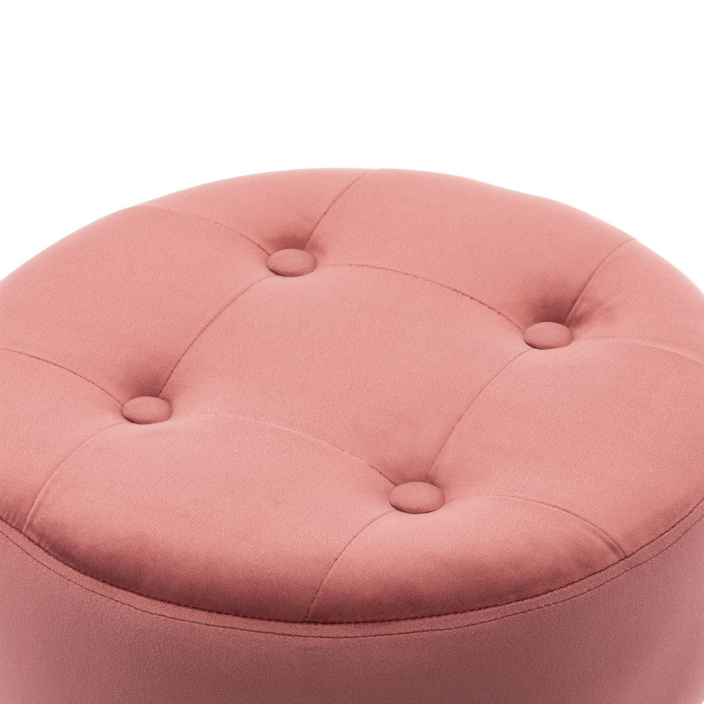 Round Swivel Velvet Vanity Stool, Pink, Standard