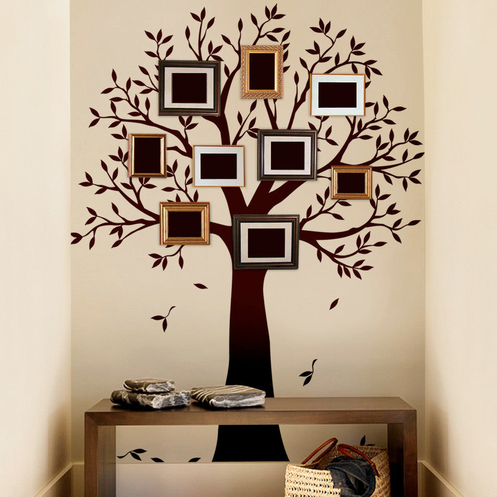 Narrow Family Tree Wall Decal, Chestnut Brown, 62.5"x80"