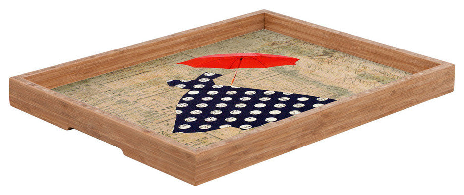 Irena Orlov Red Umbrella Rectangular Tray