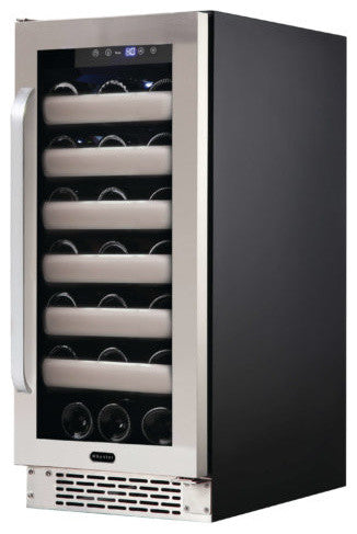 33 Bottle Seamless Stainless Steel Door Single Zone Built-In Wine Refrigerator