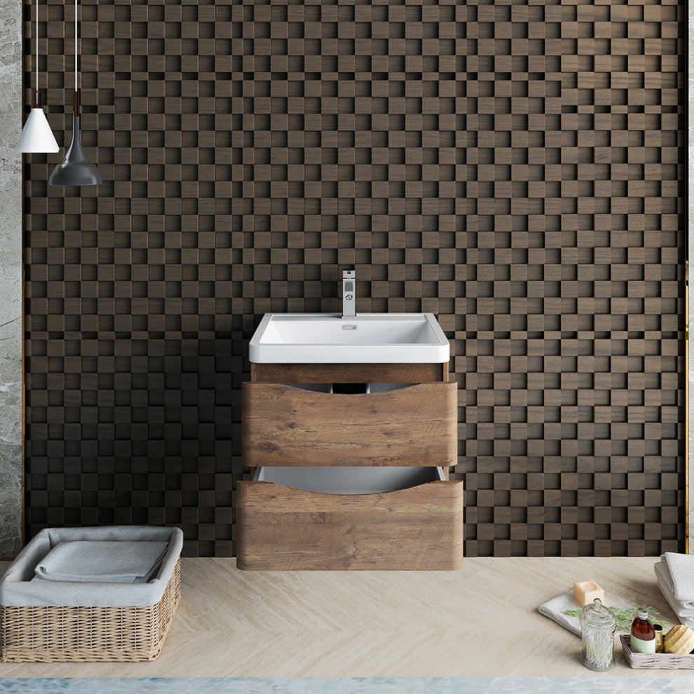 Fresca Tuscany 24" Rosewood Wall Hung Cabinet With Integrated Sink