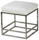 Cortesi Home Sabrina Metal Cube Ottoman With White faux Leather Cushion