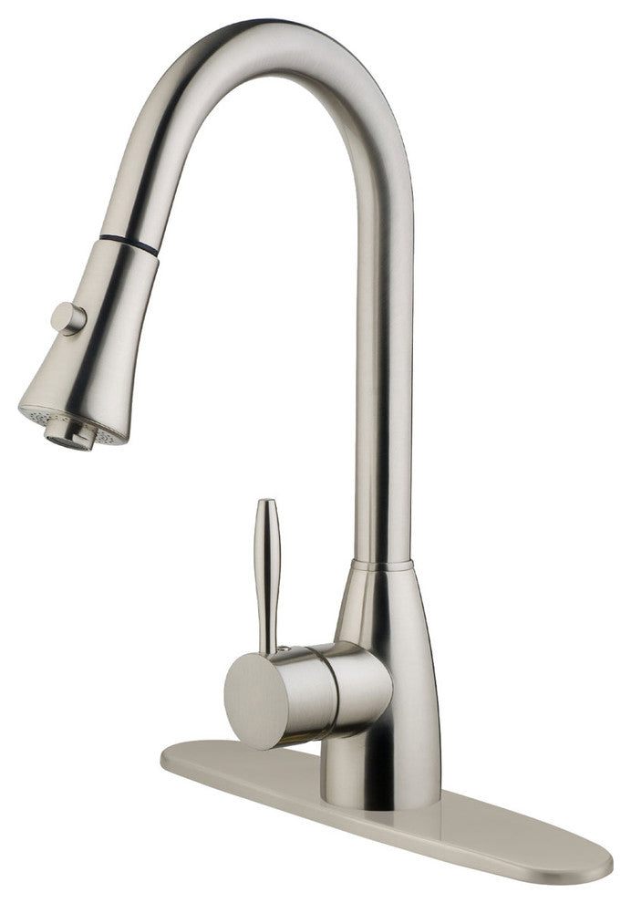 Brushed Nickel Finish Pull-Down Kitchen Faucet LK10B, 1 Hole, 3 Holes