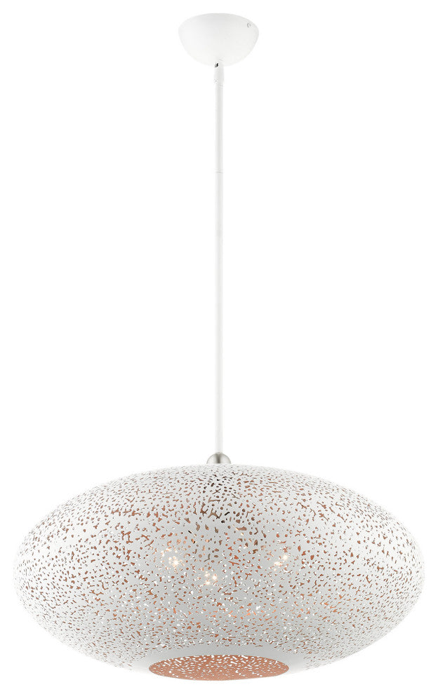 Livex Lighting Charlton 3 Light White, Brushed Nickel Accents XL Pendant