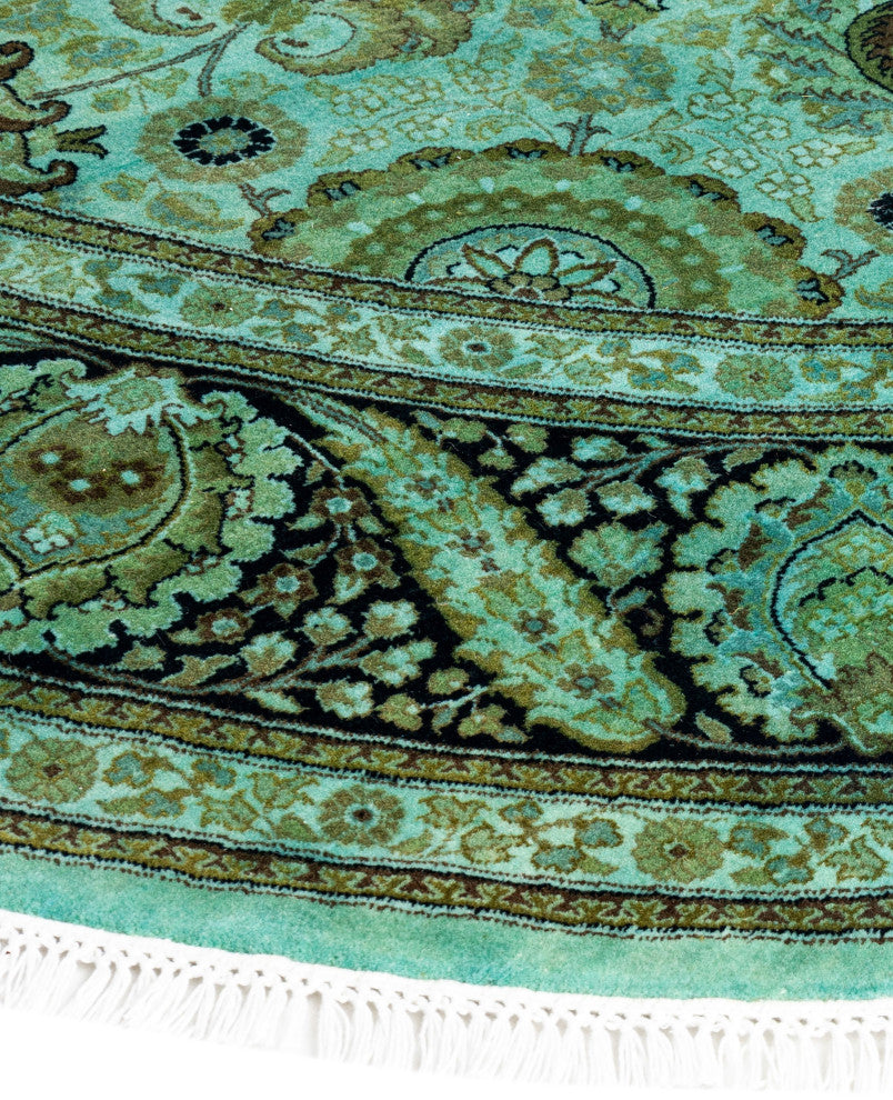Overdyed One-of-a-Kind Hand-Knotted Area Rug Green, 7' 1" x 7' 1"