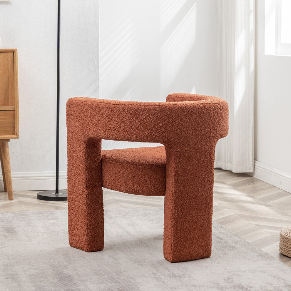 28" Wide Boucle Upholstered Square Armchair, Caramel