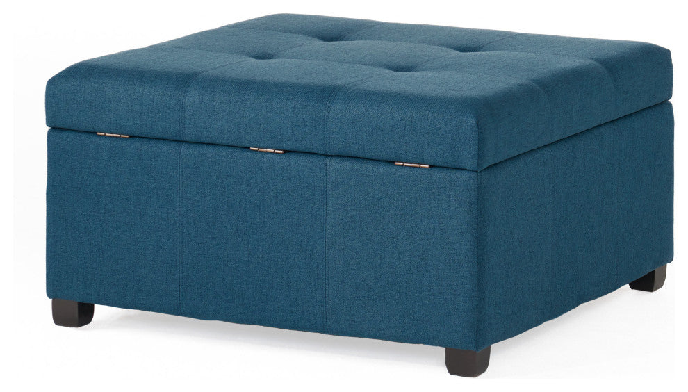 GDF Studio Carlyle Fabric Storage Ottoman, Dark Blue Fabric