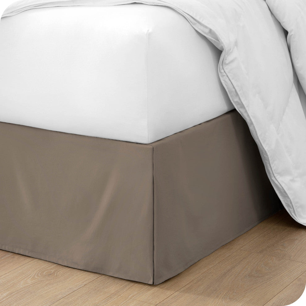 Bare Home Microfiber Bed Skirt , 15" Drop Length, Taupe, Full