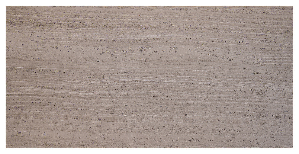 12"x24" White Oak Marble Field Tile, Micro Beveled, Polished, Set of 50