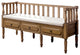 3 Drawer Transitional Wooden Bench With Slated Back, Light Natural Brown