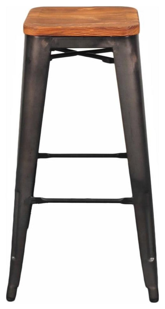 Pemberly Row 30" Backless Bar Stool in Gray/Silver (Set of 4)
