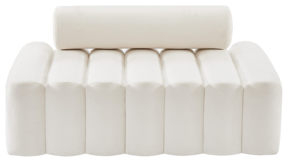 Melody Velvet Upholstered Chair, Cream, Loveseat