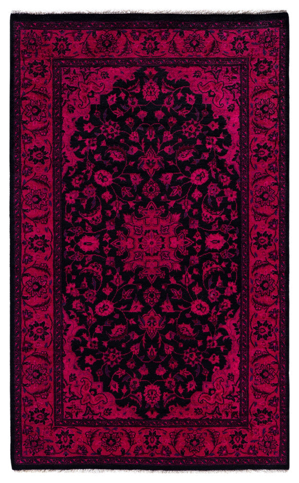Overdyed One-of-a-Kind Hand-Knotted Area Rug Black, 3' 2" x 5' 2"
