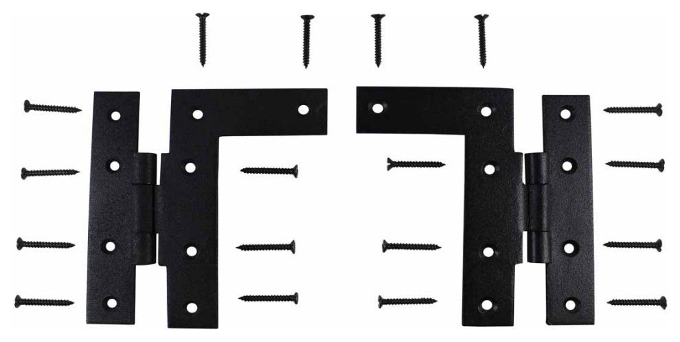 Pair Offset H-L Cabinet Hinge Wrought Iron 4 1/2" H Renovators Supply