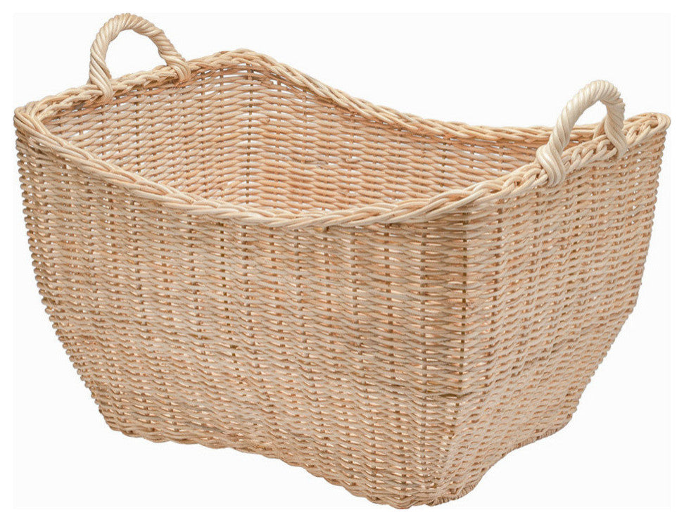 Wicker Laundry Basket With Liner, Natural Color