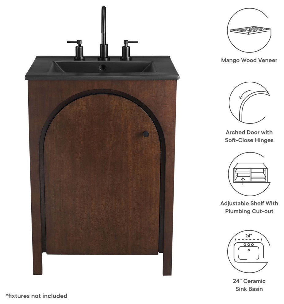 Appia 24" Bathroom Vanity - Walnut Black
