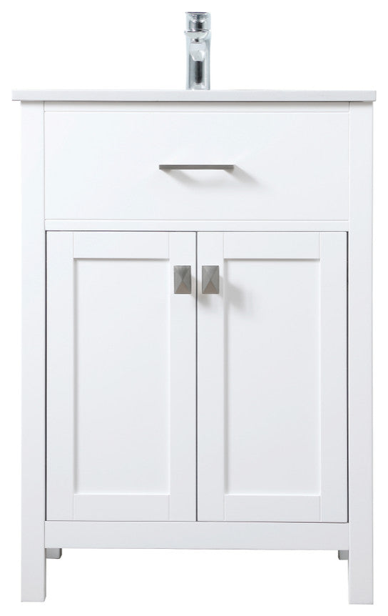 24" SIngle Bathroom Vanity, White