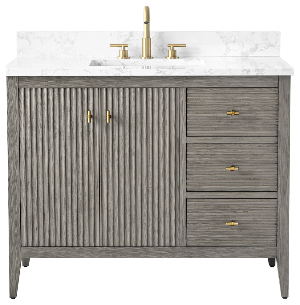 Vanity Art Freestanding Vanity, Driftwood Gray, 42", Single Sink, Golden Brushed