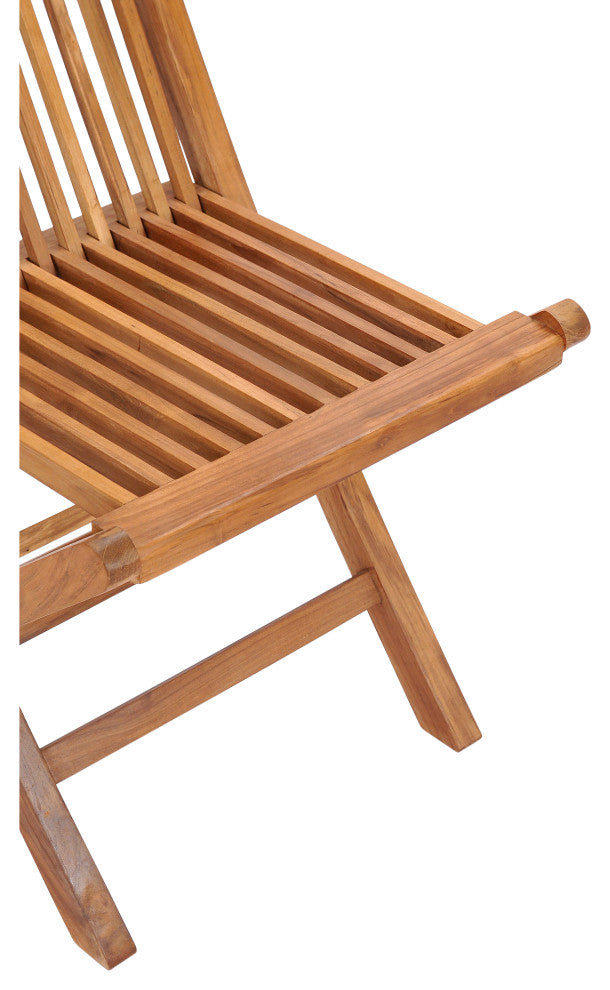 Teak Wood California Folding Outdoor Patio Side Chair, A-Grade Teak, Set of 2