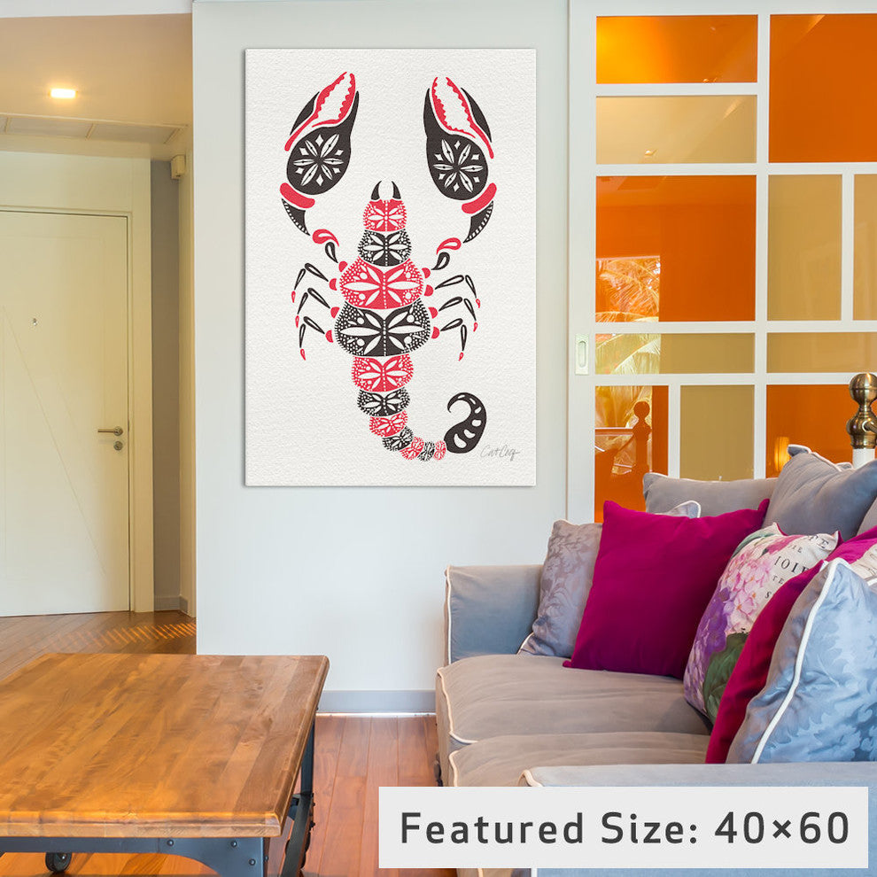 "Grey Pink Scorpion Artprint" by Cat Coquillette, 26x18x1.5, 1-Piece