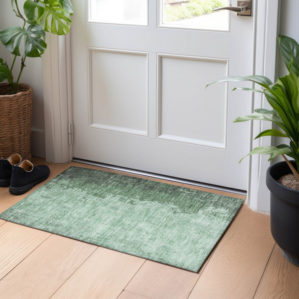Machine Washable Indoor/Outdoor Chantille ACN1912 Teal 1'8" x 2'6" Rug