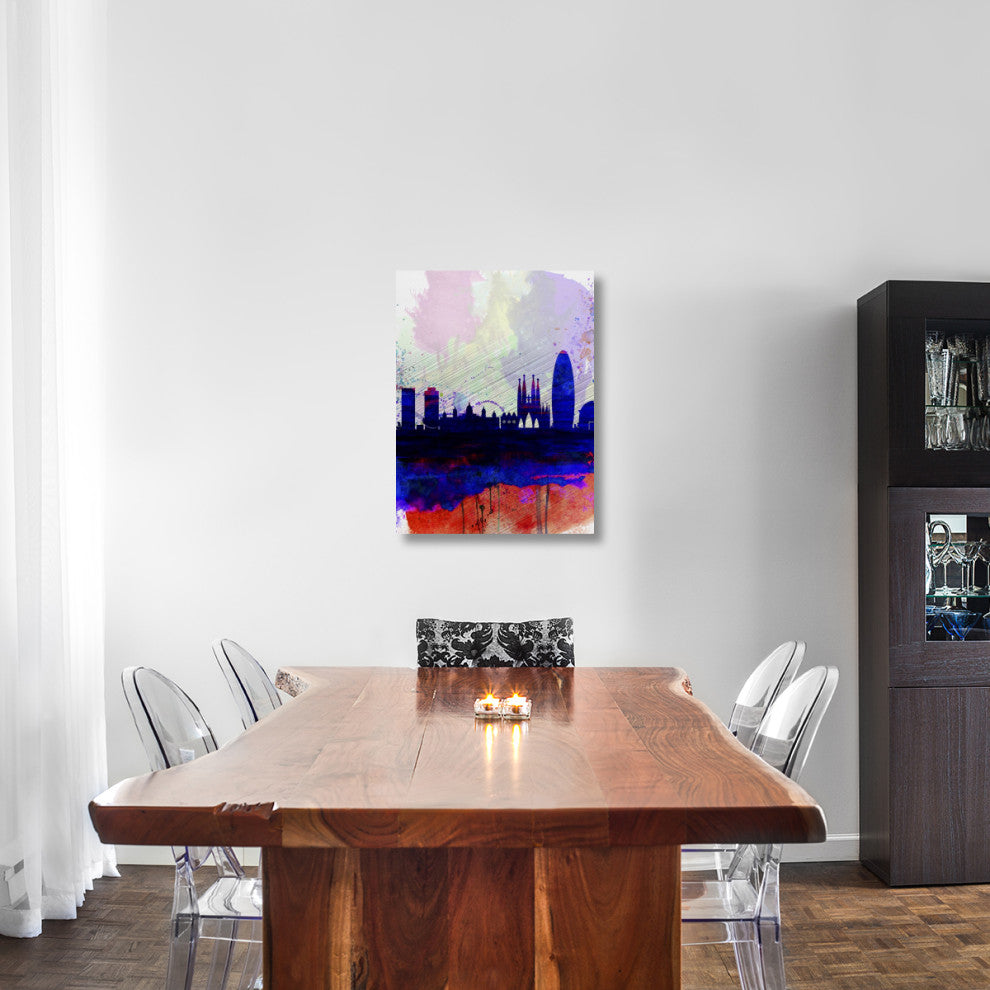 "Barcelona Watercolor Skyline 2" Fine Art Print