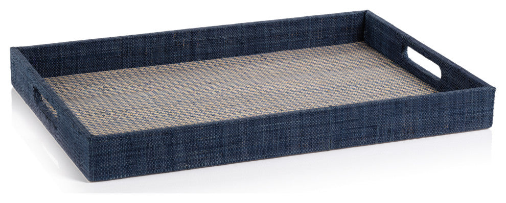 Trani Houndstooth Raffia Tray