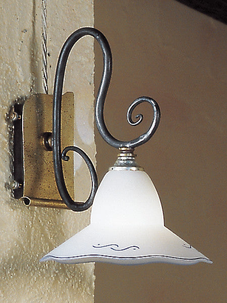 Country Line 1810 Wall Sconce, Verdigris And Rust, White Scavo
