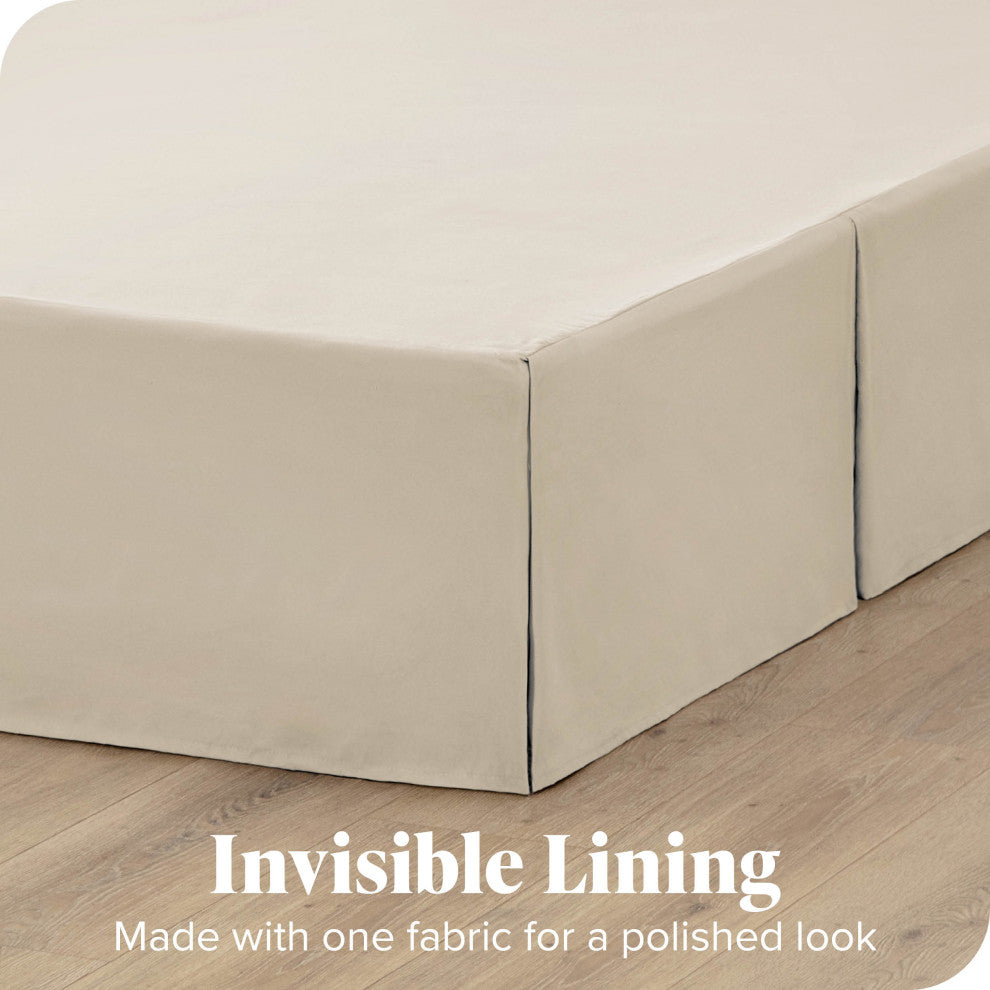 Bare Home Microfiber Bed Skirt , 15" Drop Length, Sand, Queen